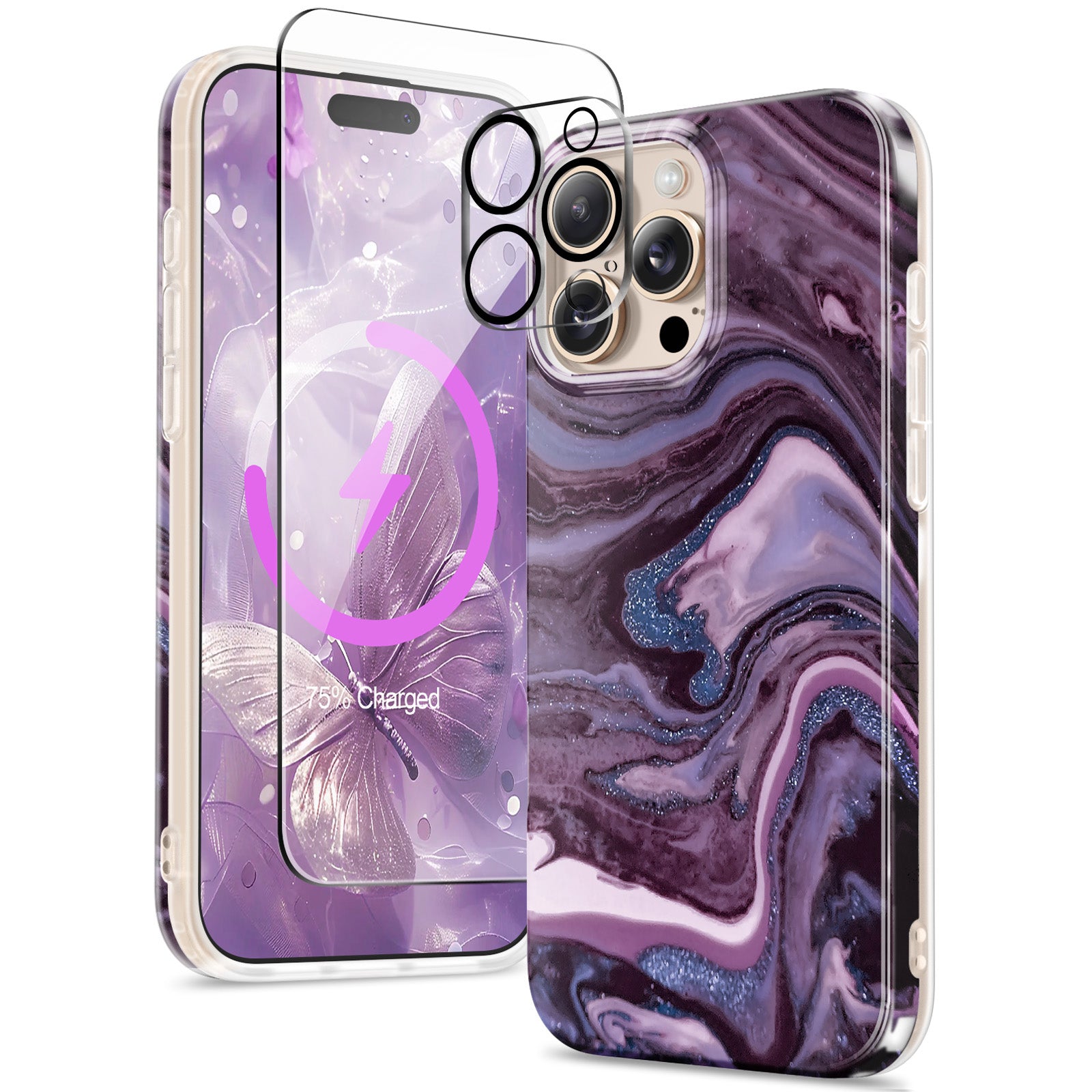 iPhone 16 Pro max Case Marble Compatible with MagSafe